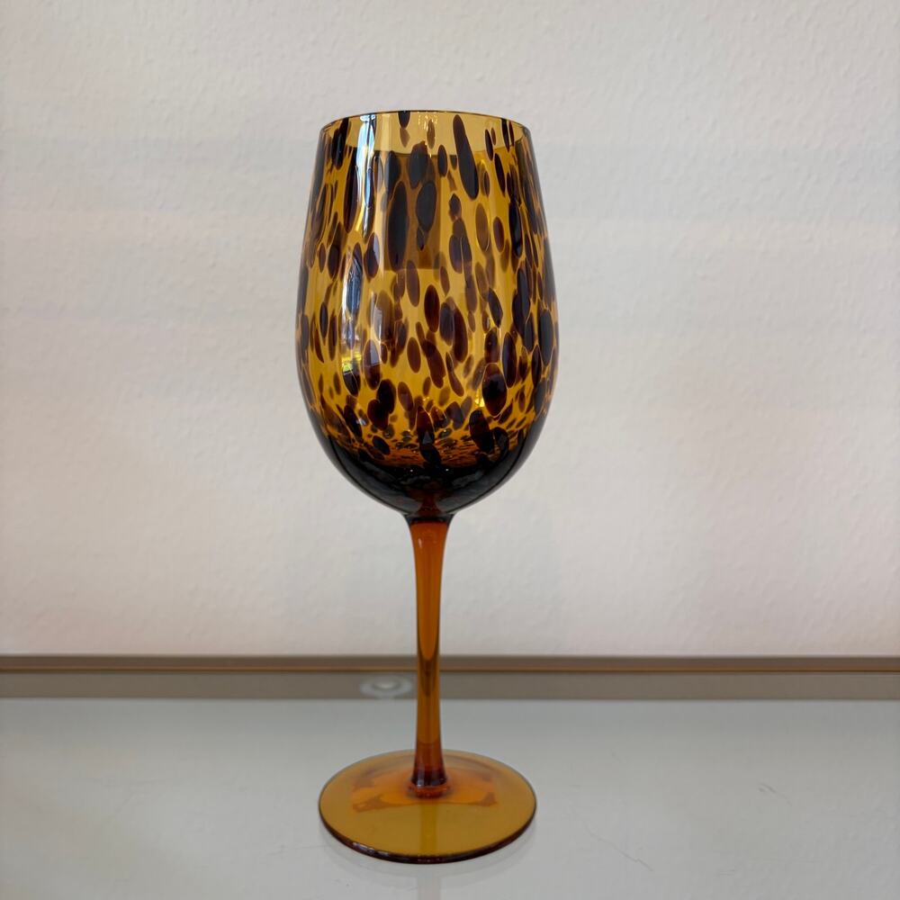 Rachel Zoe Tortoiseshell Wine Glass Set of 2 Chic Barware NEW - Picture 10 of 12